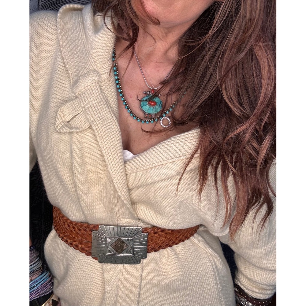 Nan Alexander Cream‎ Cashmere Blend Cozy Cardigan with Tortoise Toggle Sz M